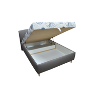 Trendy čalúnená posteľ s matracom predný výkop - látky M07/C10.